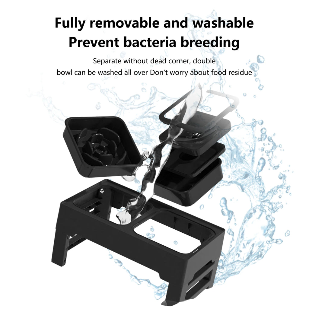 3 In 1 Pet Stainless Steel Slow Feeder, Drinking Water Bowls