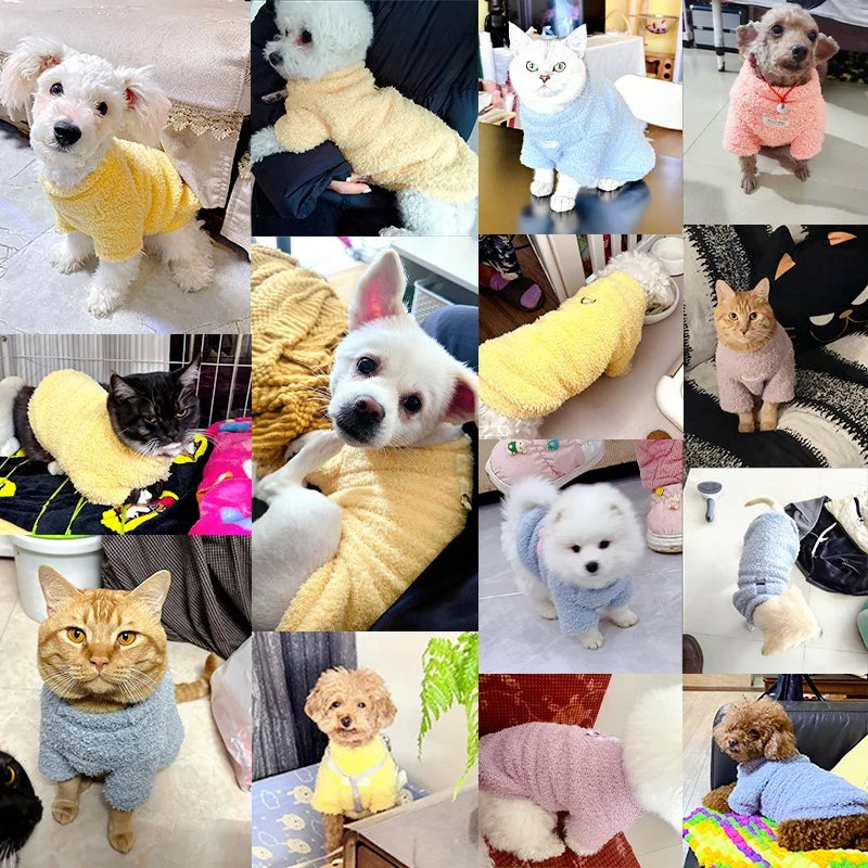 Fleece Dog Clothes, Solid Warm Hoodie Sweater