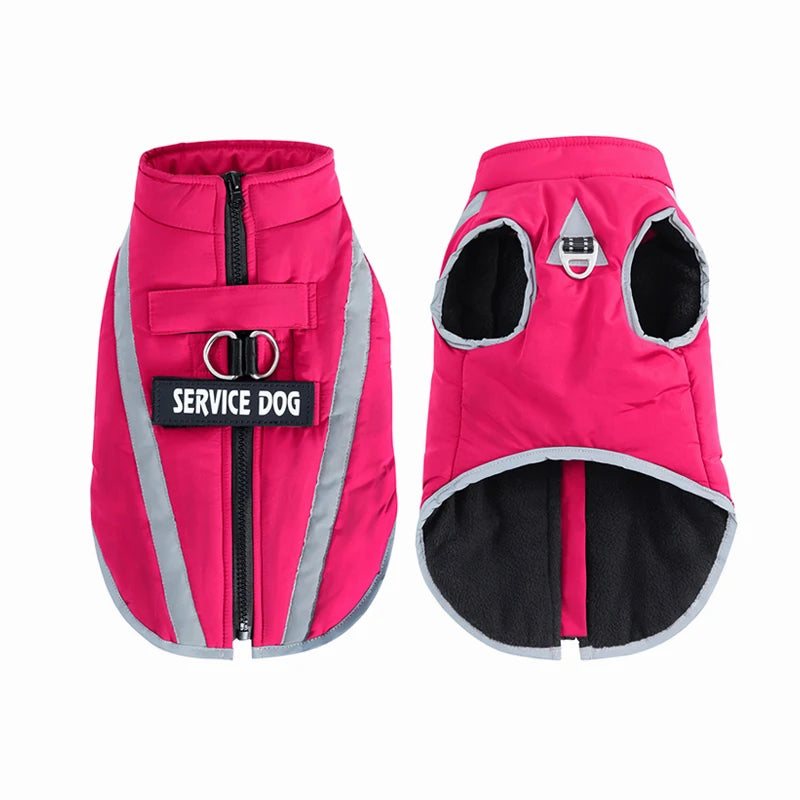 Warm Fleece Service Dog Vest, Waterproof Winter Pet Clothing