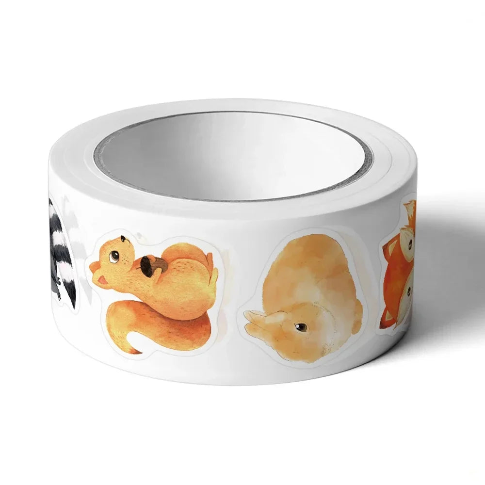 500 Pcs/Roll Heterotypic Forest Animals Stickers 2.5cm/1.0'' Art Labels Learning Rewards