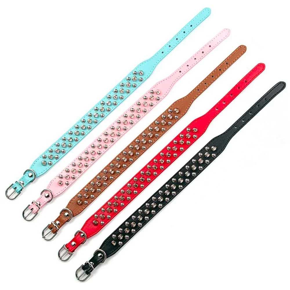 Adjustable Leather Dog Collar For Small Pets