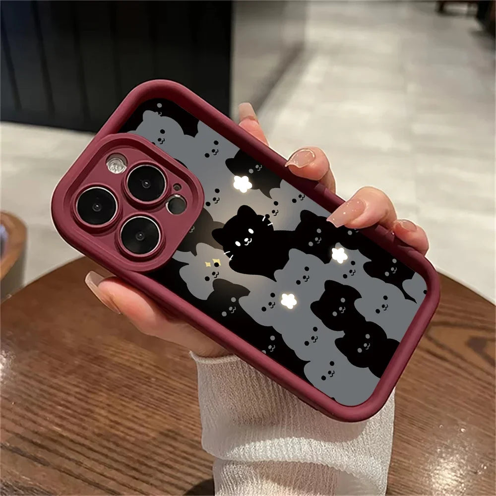 Cute Cartoon Cat Silicone Phone Case For iPhones