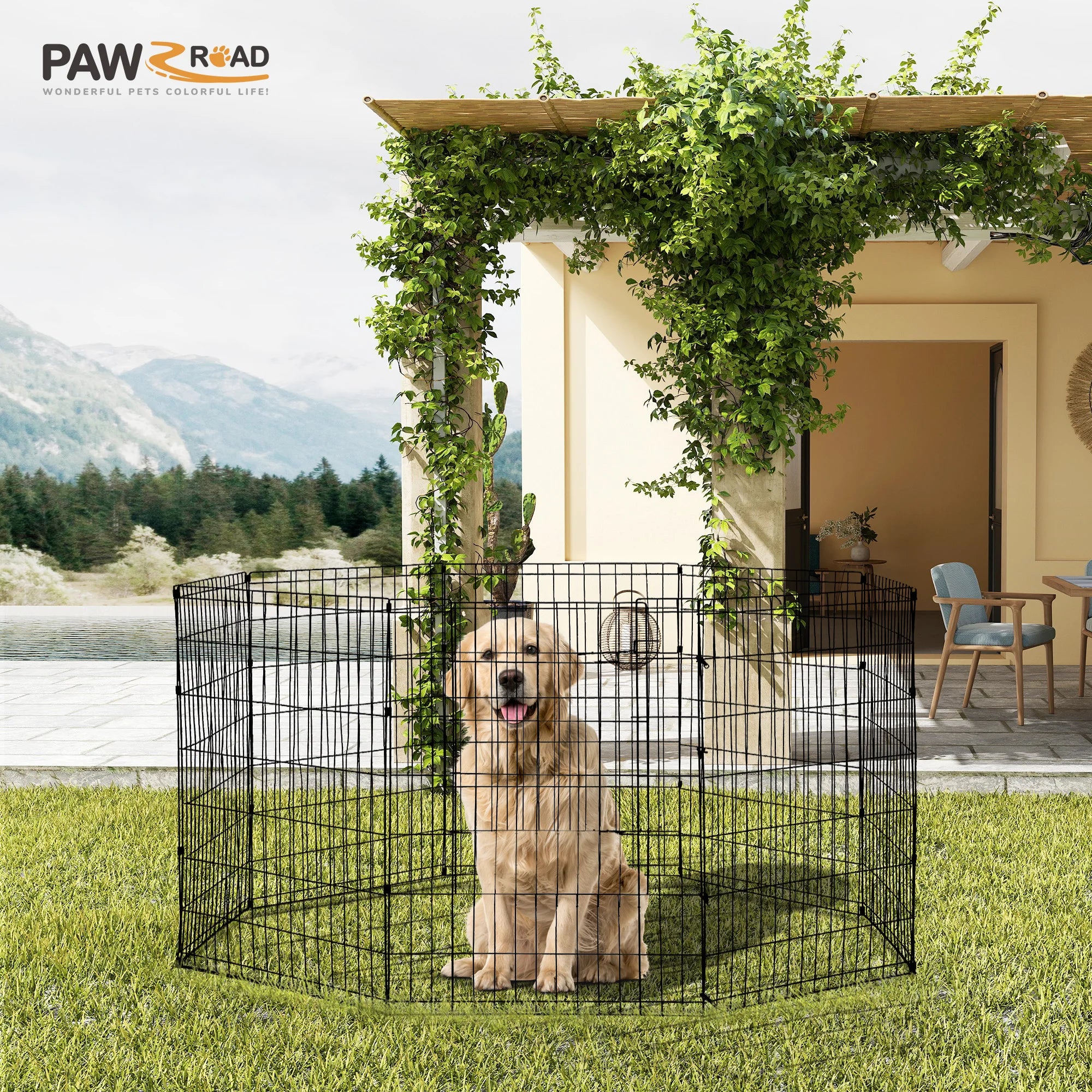 Foldable Metal Dog Playpen for Indoor/Outdoor Pets