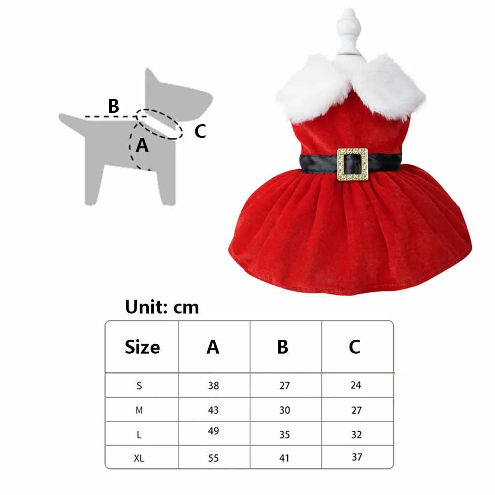 Cats Dog Red Dress Soft Dog Girls Winter Clothes Comfortable Small Pet Red Skirt Suit Easy To Clean Christmas Dress Up Supplies