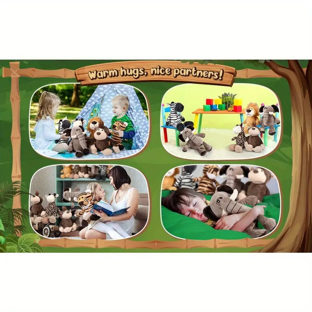 12 Pieces Safari Stuffed Animal Toys