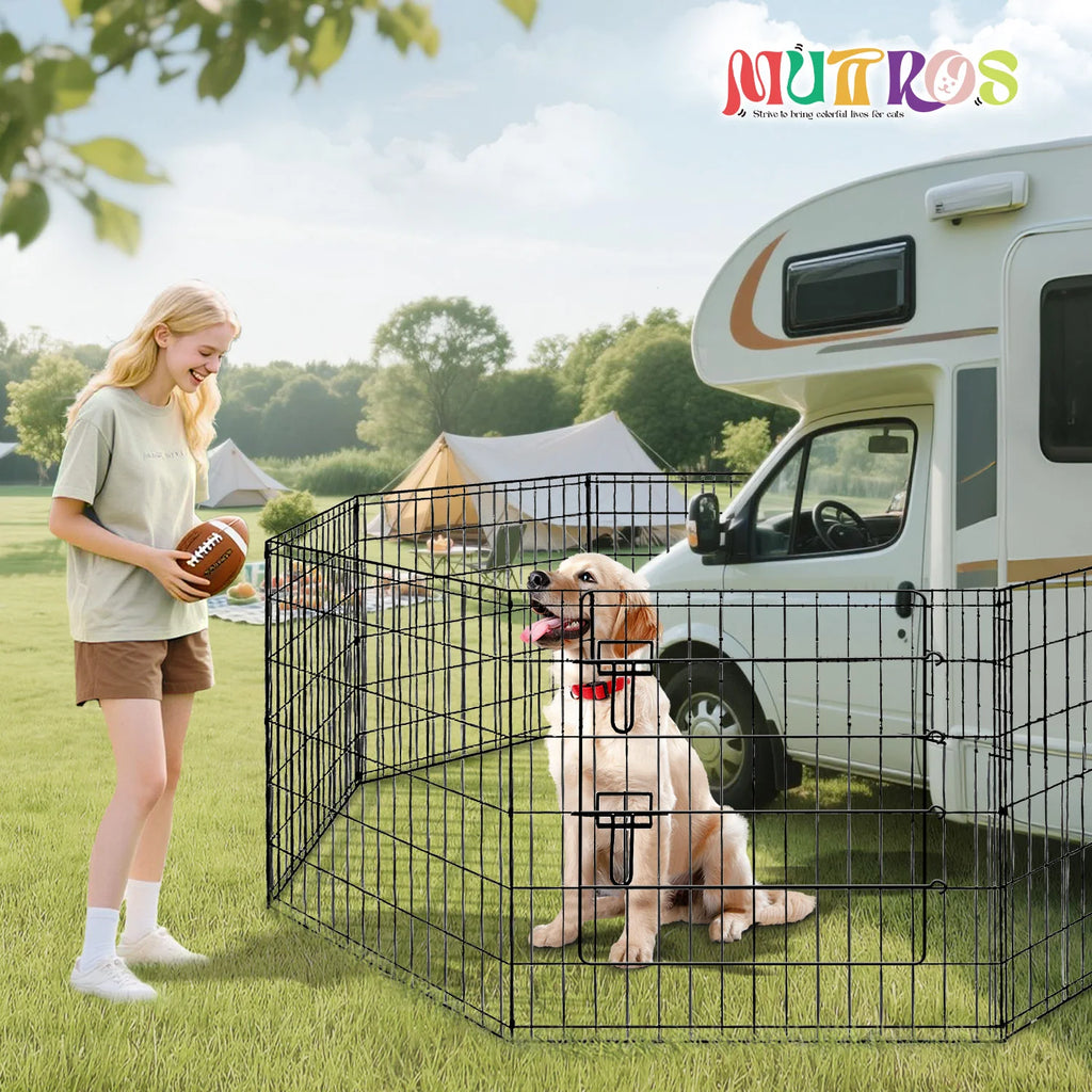 Foldable Metal Dog Playpen for Indoor/Outdoor Pets