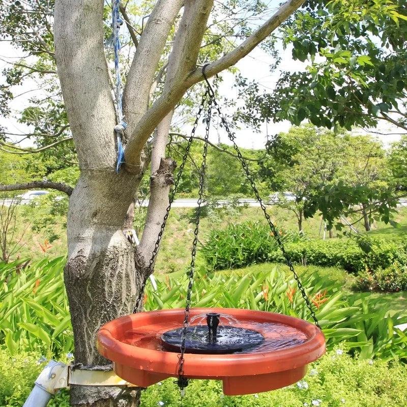 Solar Powered Bird Bathtub/Fountain Hanging Bird Feeder Garden