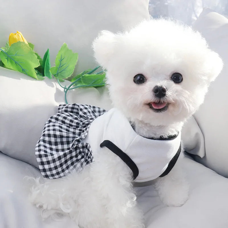 Summer Pet Dress Simple Plaid Luxury Skirts
