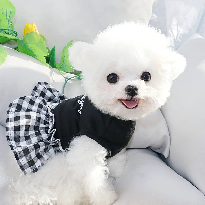 Summer Pet Dress Simple Plaid Luxury Skirts