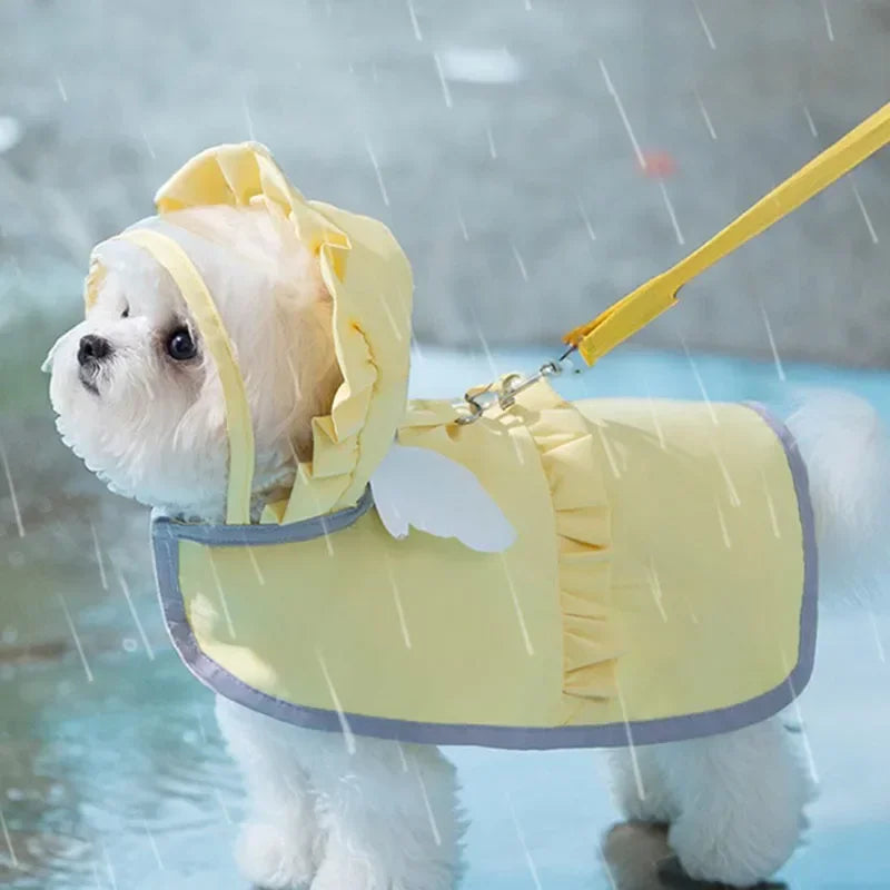 Small Dog Angel Wings Waterproof Raincoat and Large Poncho Style Waterproof Raincoat