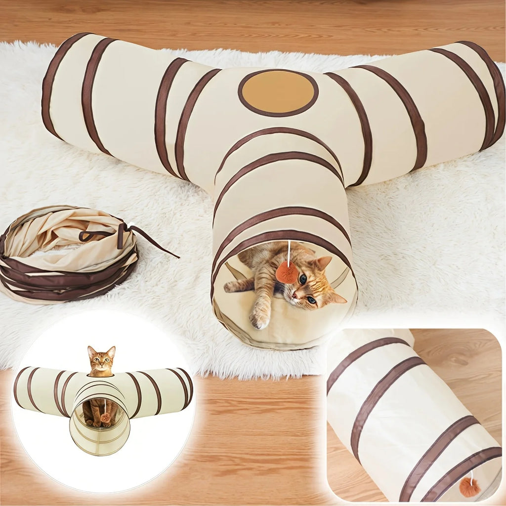 Foldable Easy-To-Store All-In-One Cat Play Tunnel