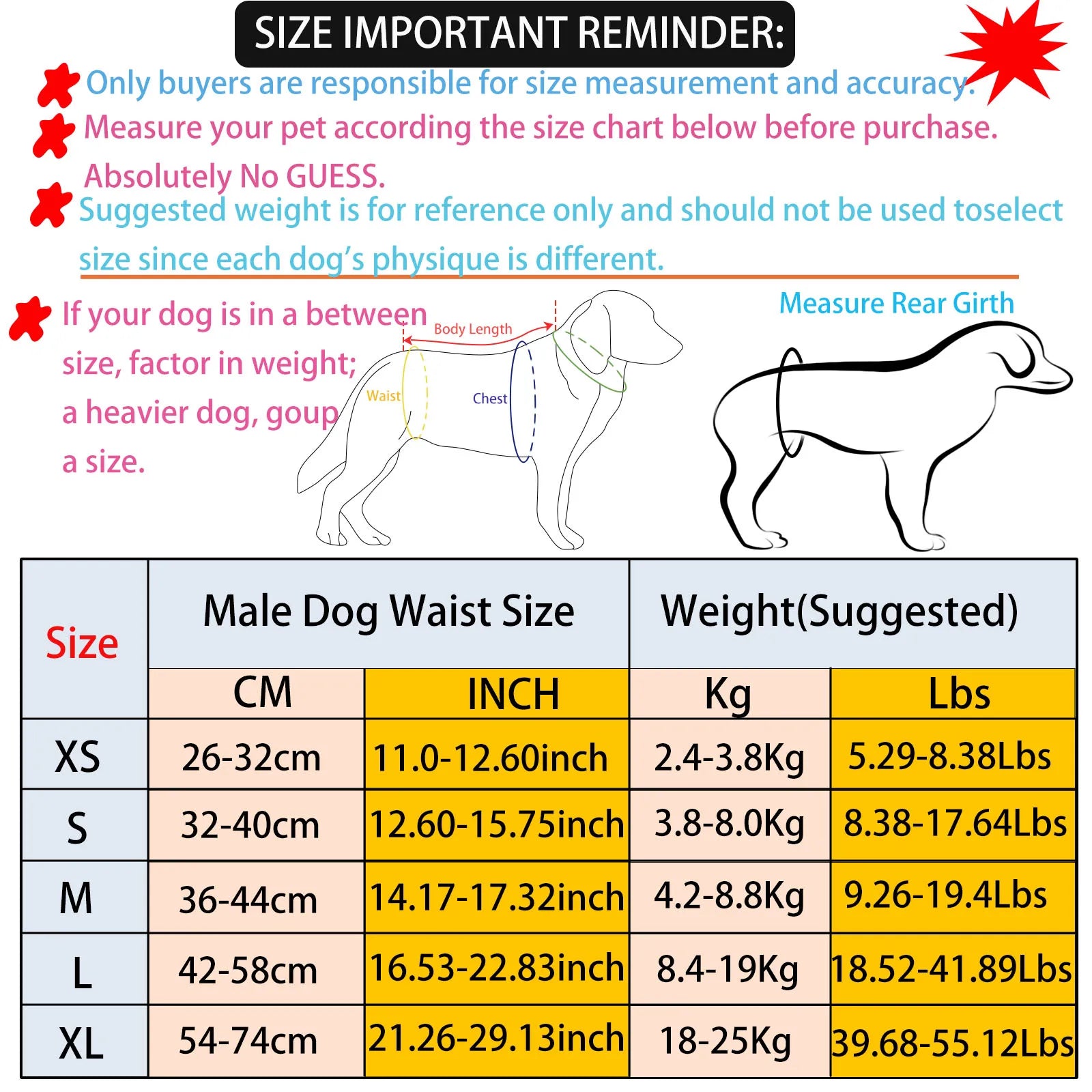 1pc Durable Washable Male Dog Diaper Wraps