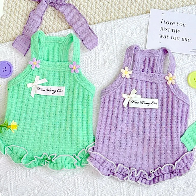 Summer Pet Clothes, Thin Breathable Puppy Suspender Vest  Cooling Outfit Pet Costume for Small Medium Dogs