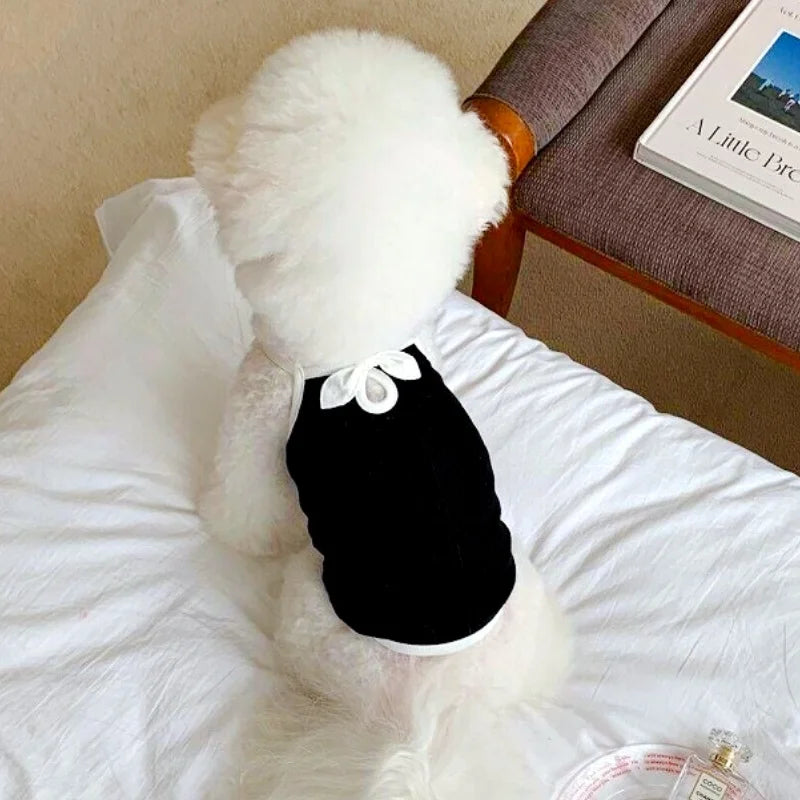 Luxury Dog Clothes Bow Striped Print