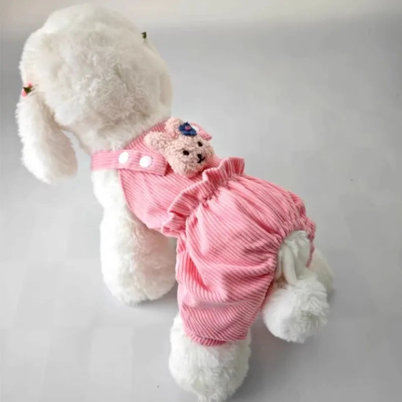 Dog Clothes Pink, Yellow Strap Jumpsuits