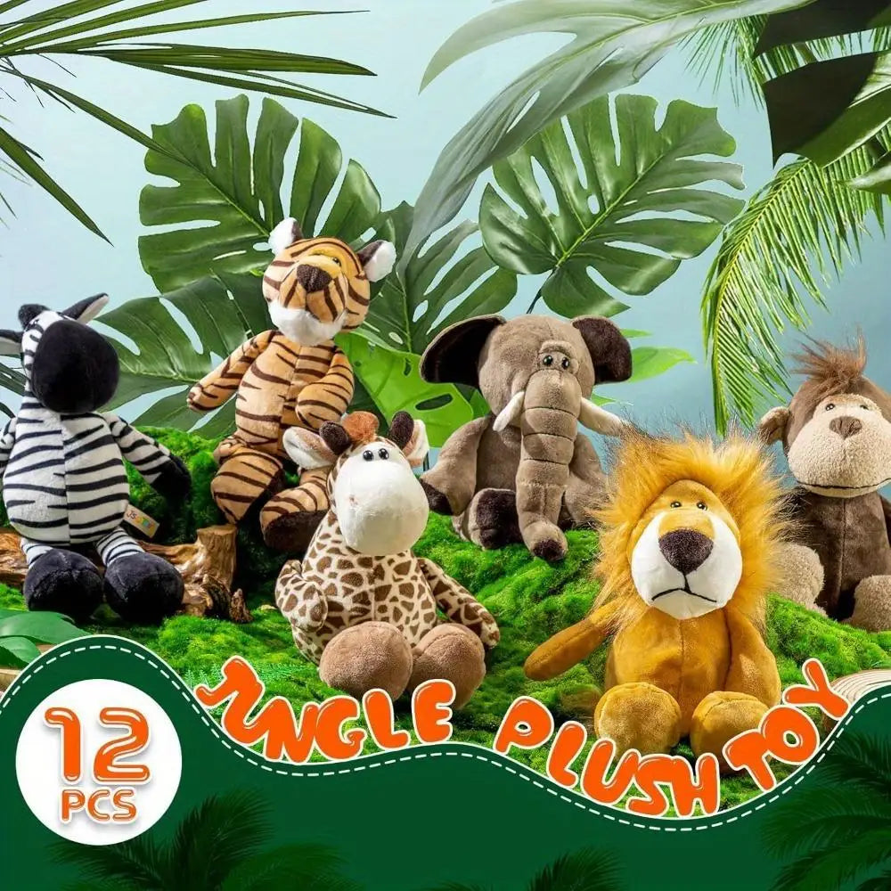 12 Pieces Safari Stuffed Animal Toys