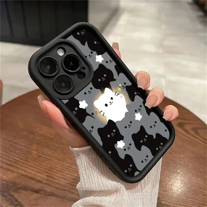 Cute Cartoon Cat Silicone Phone Case For iPhones