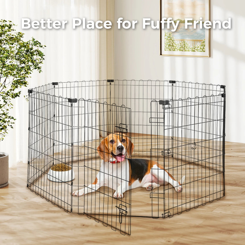 Foldable Metal Dog Playpen for Indoor/Outdoor Pets