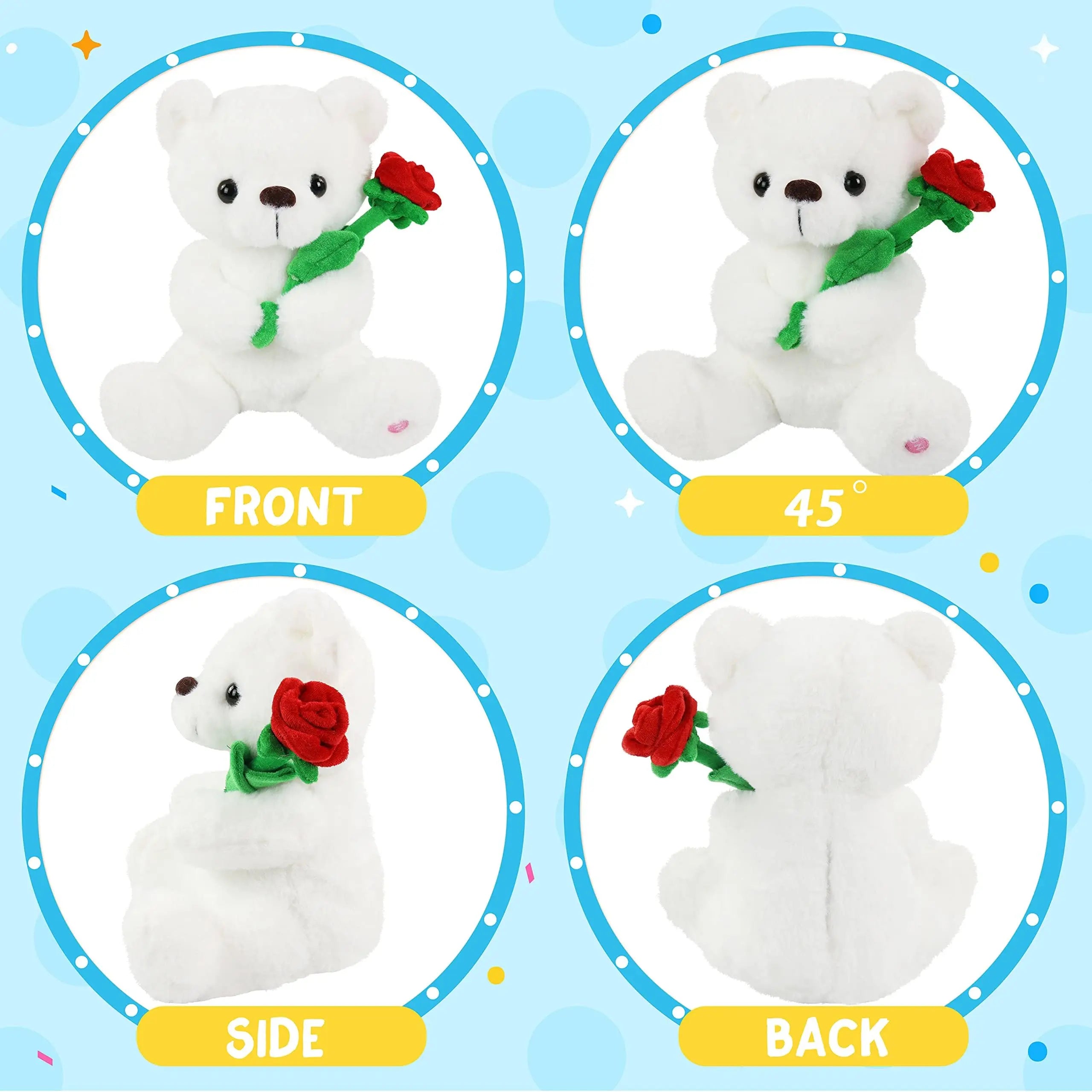 LED Glow White Teddy Bear with Rose