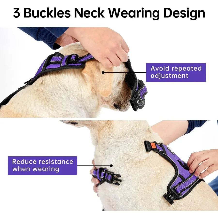 No Pull Dog Harness  Adjustable Fit Safety Belt