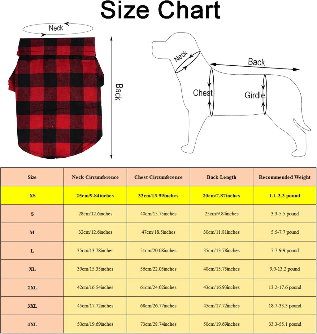 3 Pack Plaid Puppy/Cat Shirt
