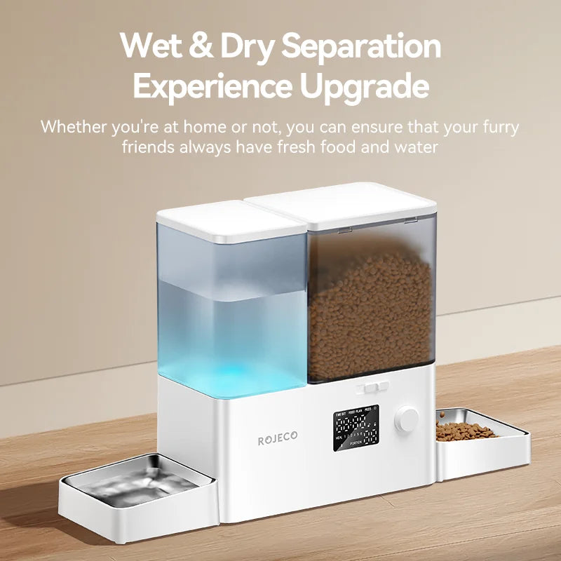 2 In 1 Automatic Pet Feeder Gravity Water Fountain with Water Refill Drinker