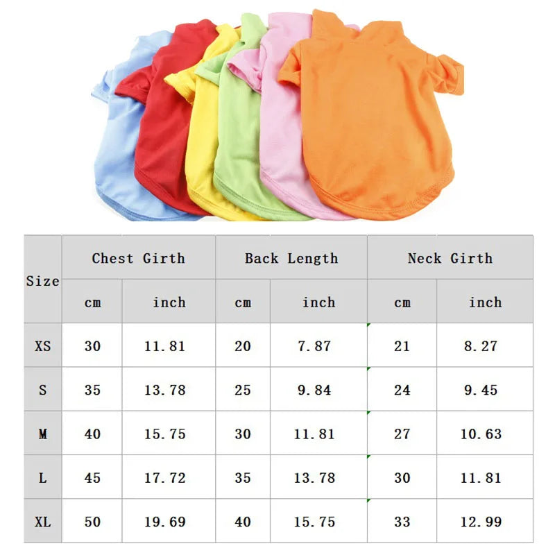 Spring Dog Shirts 6 Candy Colors Vests