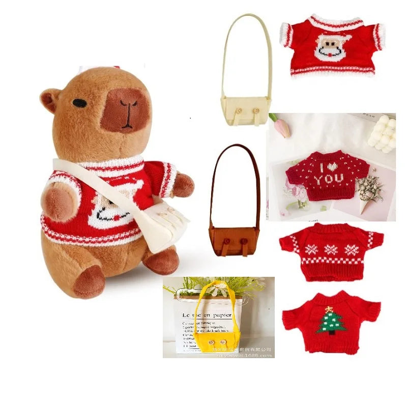 Capybara Plush Stuffed Animal w/ Clothes & Bag