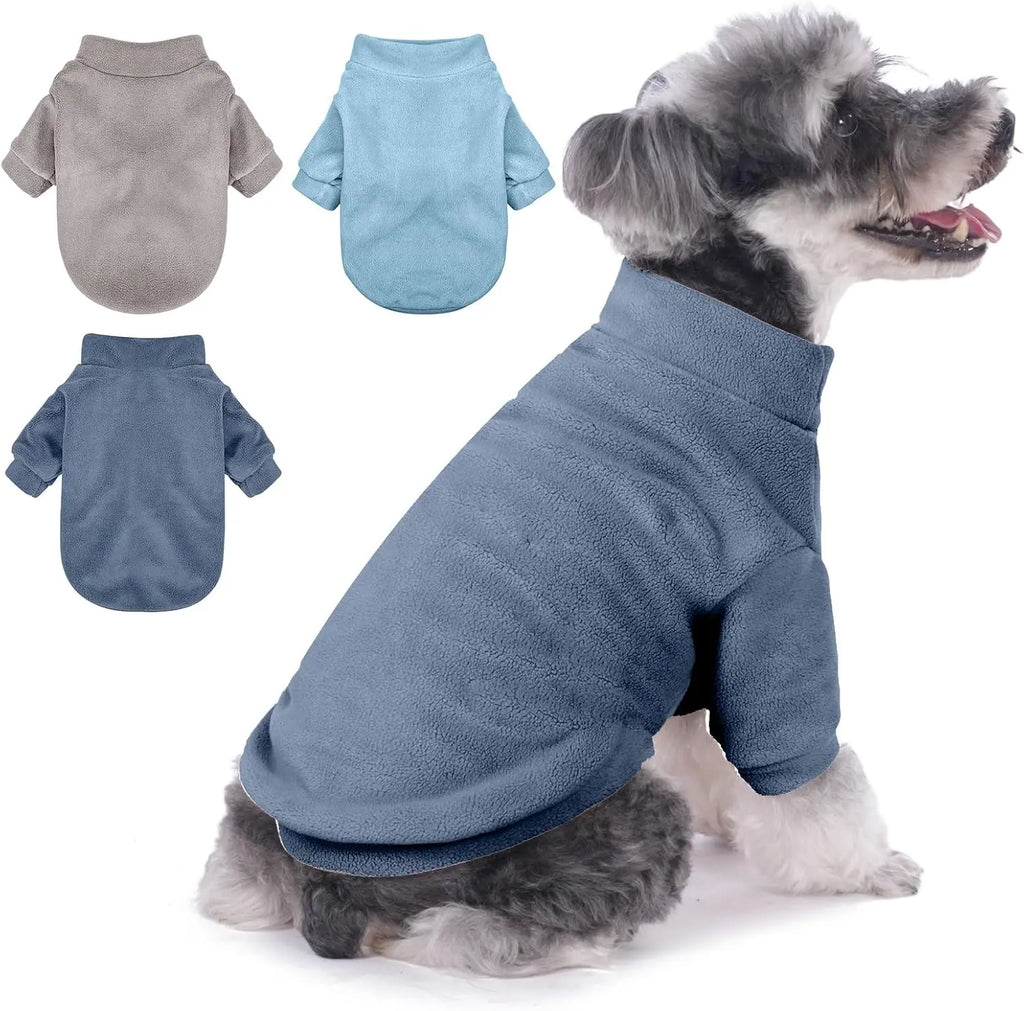 3 Pack Dog Sweaters for Small Dogs, Ultra Soft Warm Puppy Clothes Winter Coat in Gray Azure Navy