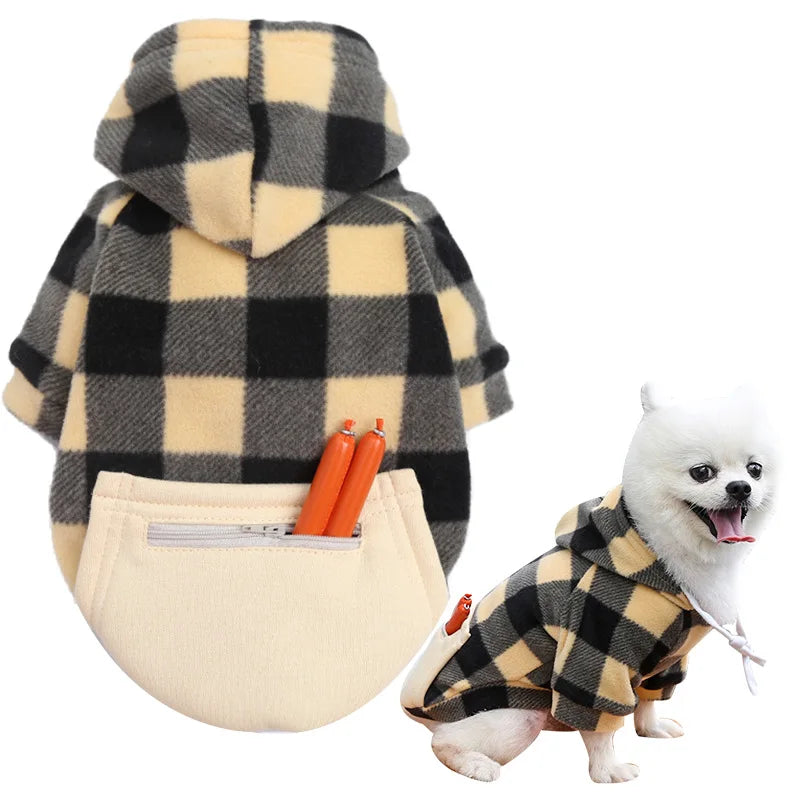 Winter Dog Coat, Plaid Reversible Vest