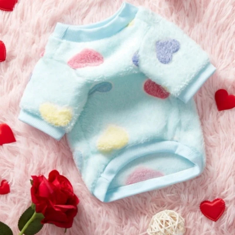 Cute Heart Print Flannel Dog Vest Soft Puppy Coat Yorkshire Pet Costume Small Medium Chihuahua Dog Clothes