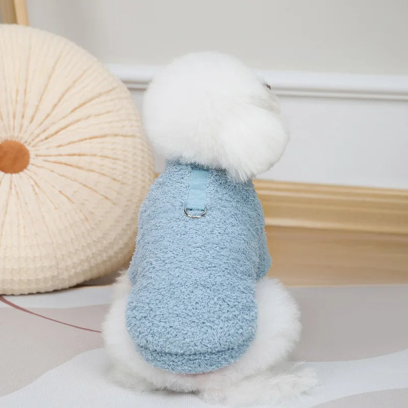 Fleece Dog Clothes, Solid Warm Hoodie Sweater