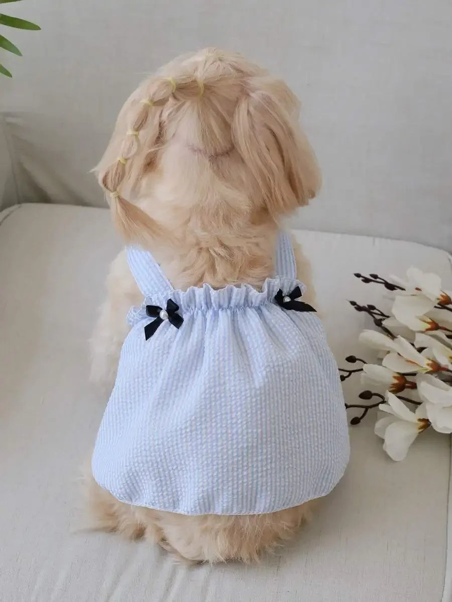 Striped Print Bow Pet Dress