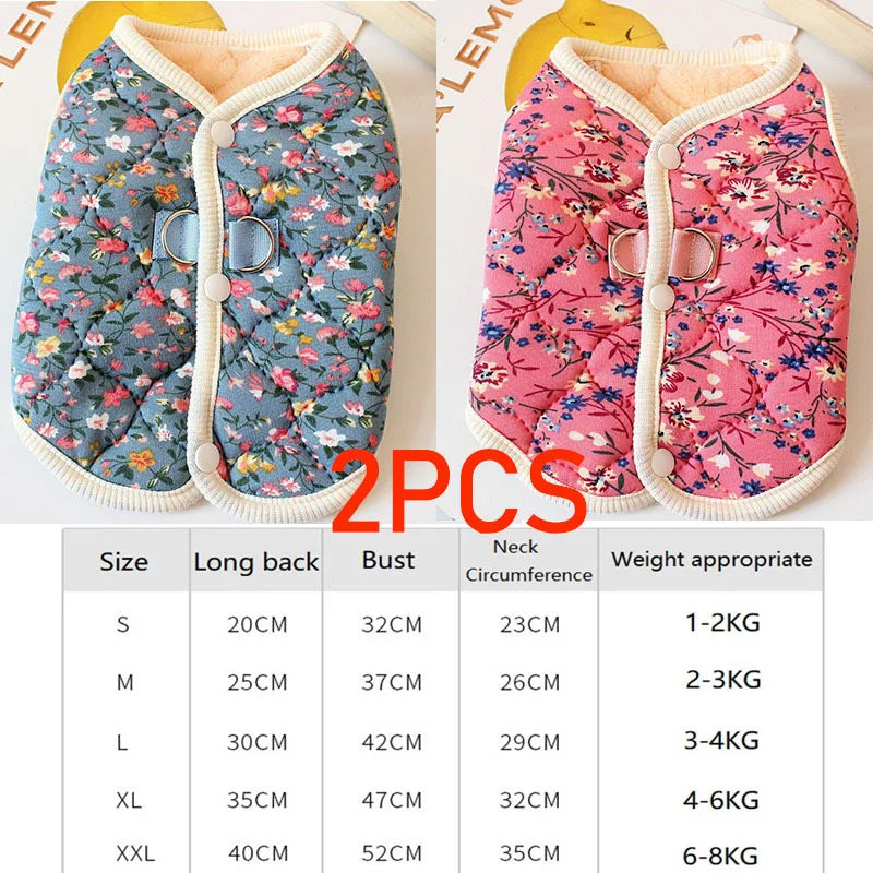 Puppy Winter Floral Fleece Vest Pet Clothing