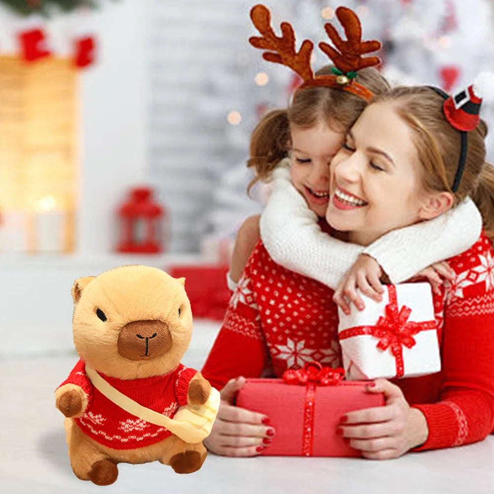 Capybara Plush Stuffed Animal w/ Clothes & Bag