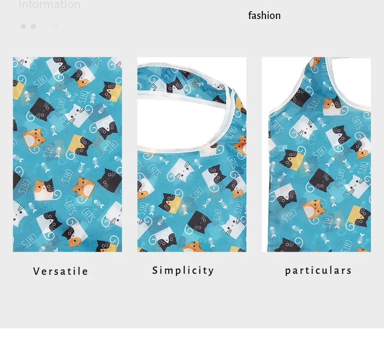 3pc/lot Reusable Shopping Bag Nylon Foldable Grocery Bag Creative Eco-Friendly Tote Bag Lightweight and Durable