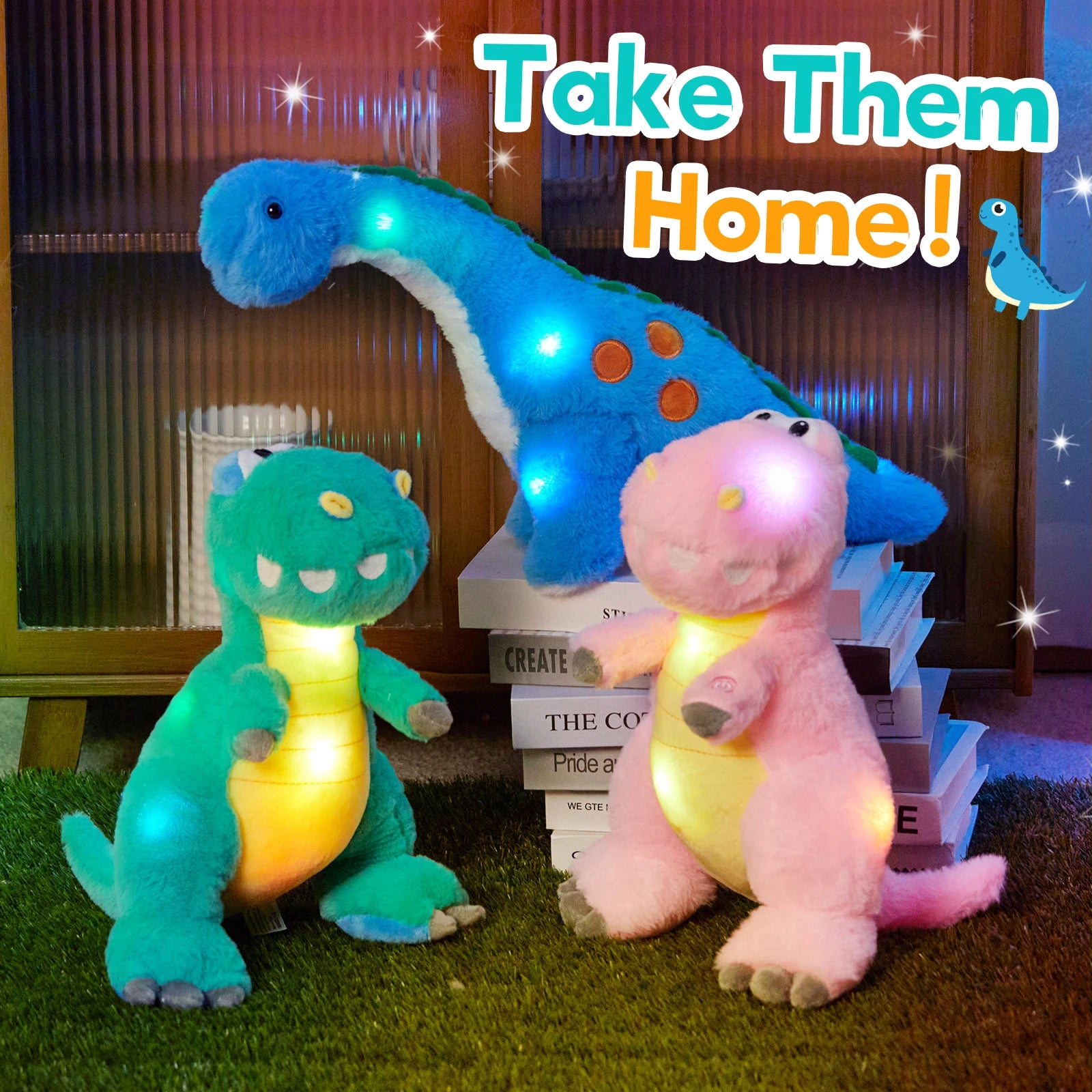 Glowing Green Dinosaur Plush Toy For Pets & Kids