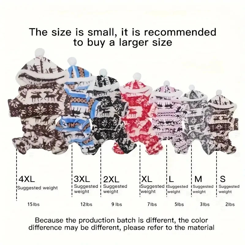 1pc Pet Christmas Reindeer Graphic Pajamas