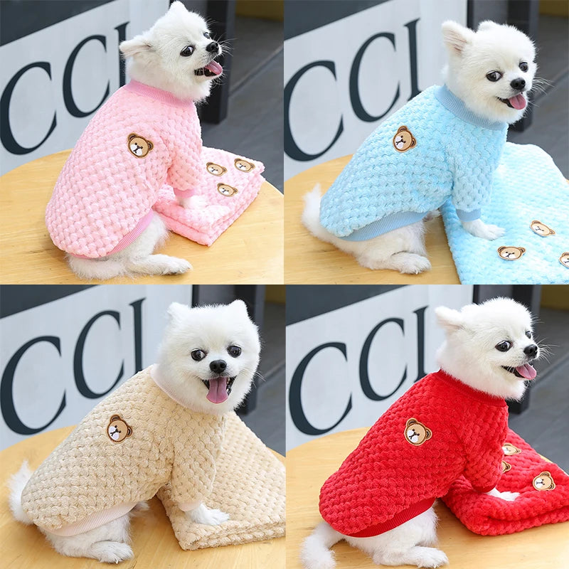 Warm Winter Dog Clothes Bear Print