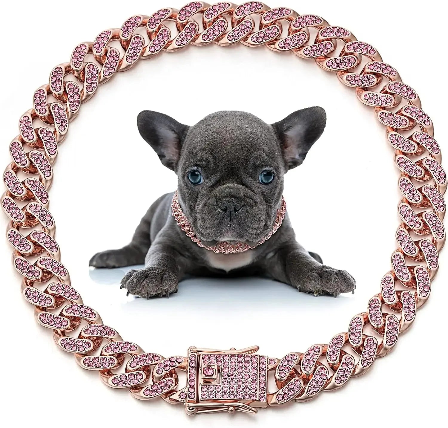 Dog Chain Collar, Diamond Metal Link Necklace