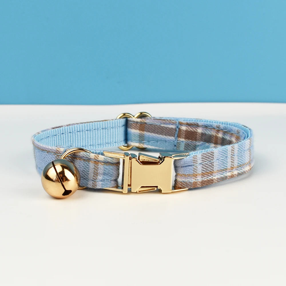 Plaid Pattern Cat Collar Bowknot Adjustable