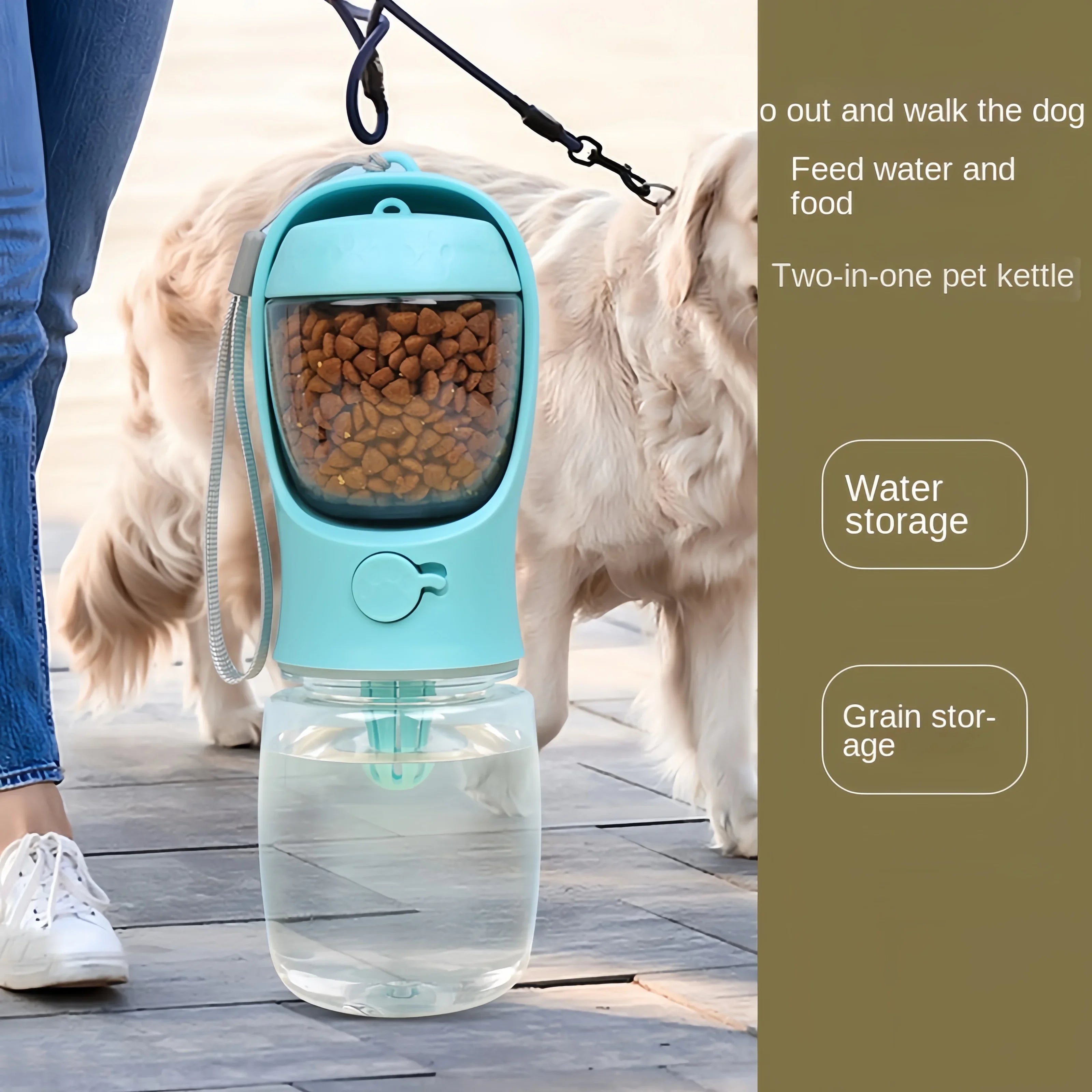 Portable Dog/Cat Water Bottle w/Storage Food/Water Container
