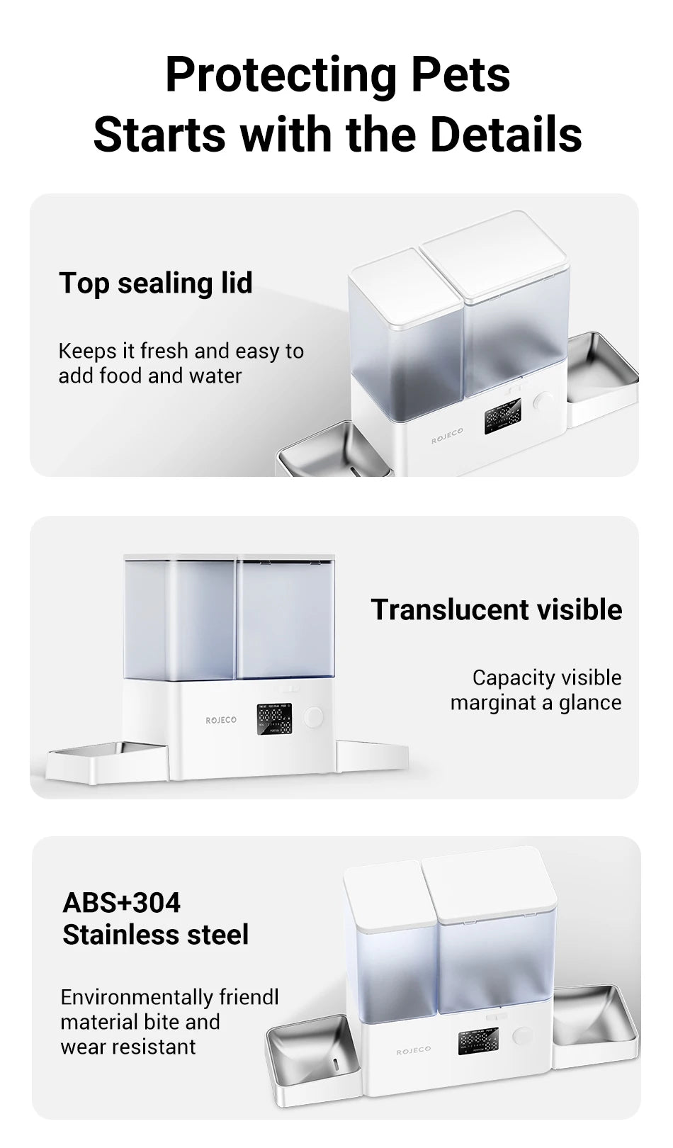 2 In 1 Automatic Pet Feeder Gravity Water Fountain with Water Refill Drinker