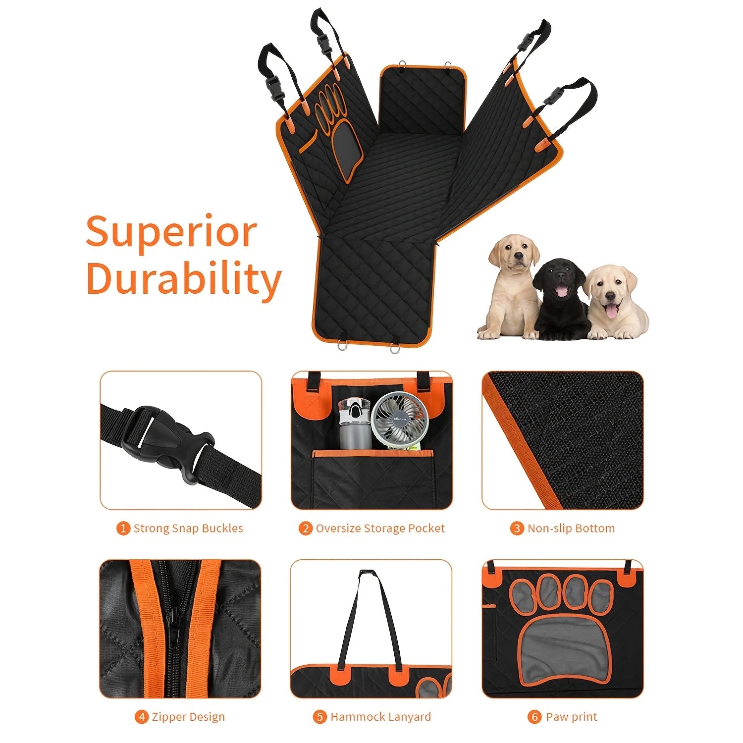 Anti Slip Durable Soft Pet Rear Seat Cover