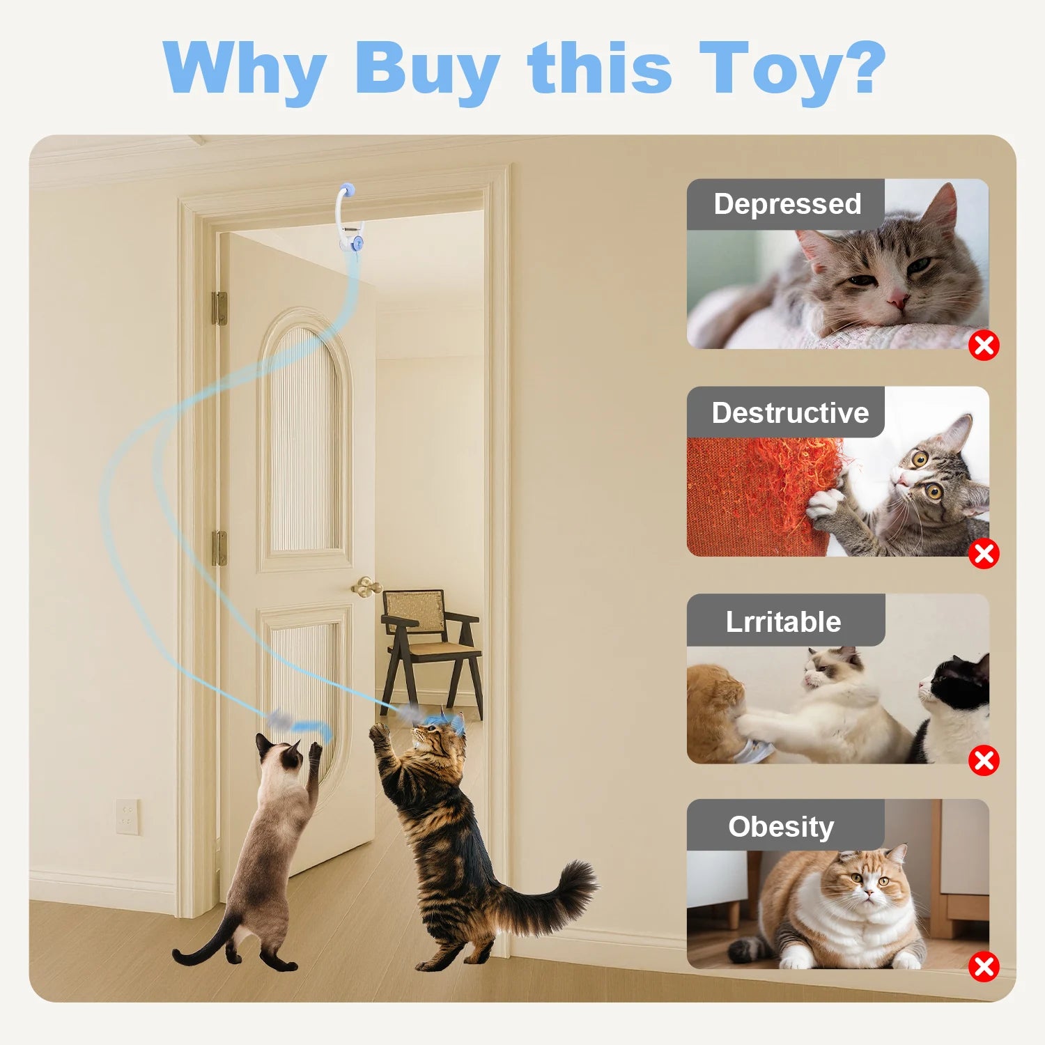 Interactive Cat/Kitten Toys, Electric Door Hanging Cat Toy