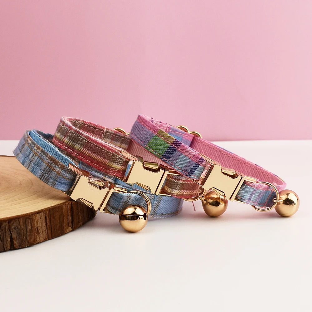 Plaid Pattern Cat Collar Bowknot Adjustable