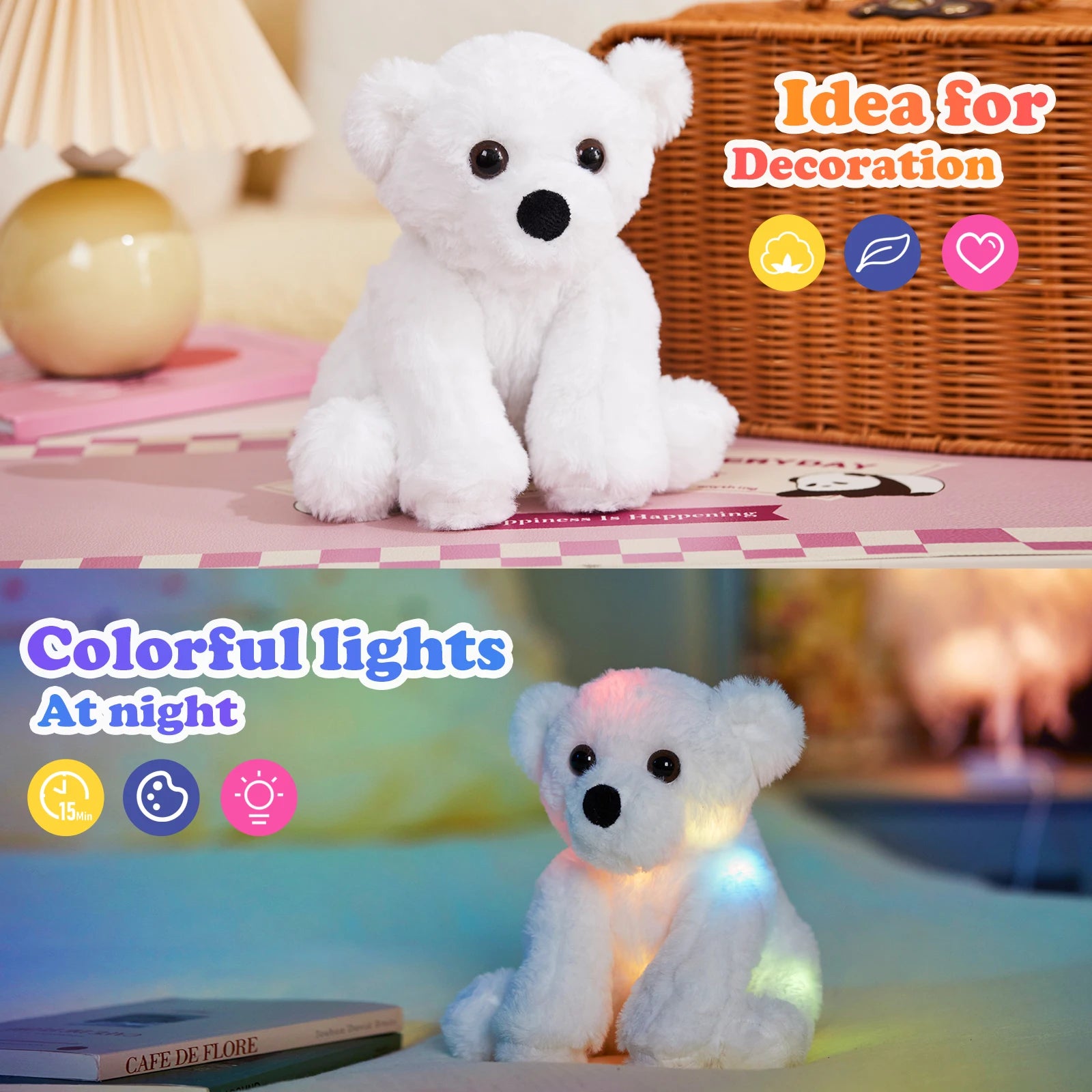 Glowing Little White Plush Toy Bear
