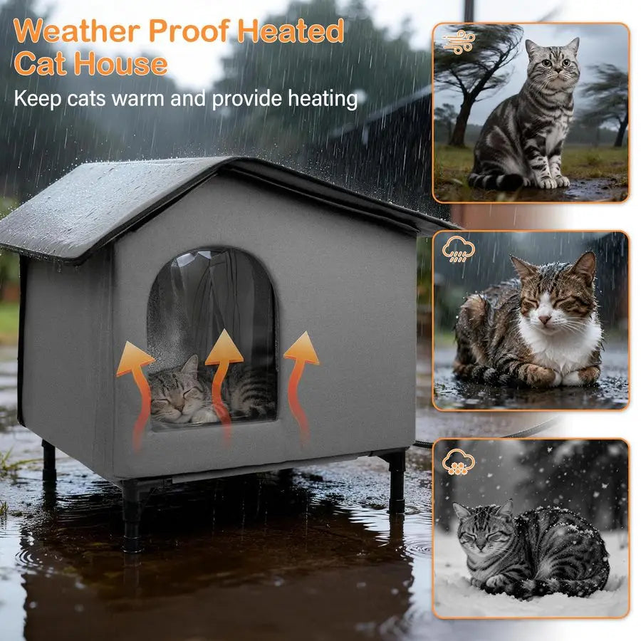 Elevated Outdoor Feral Cats Shelter with Soft Mat