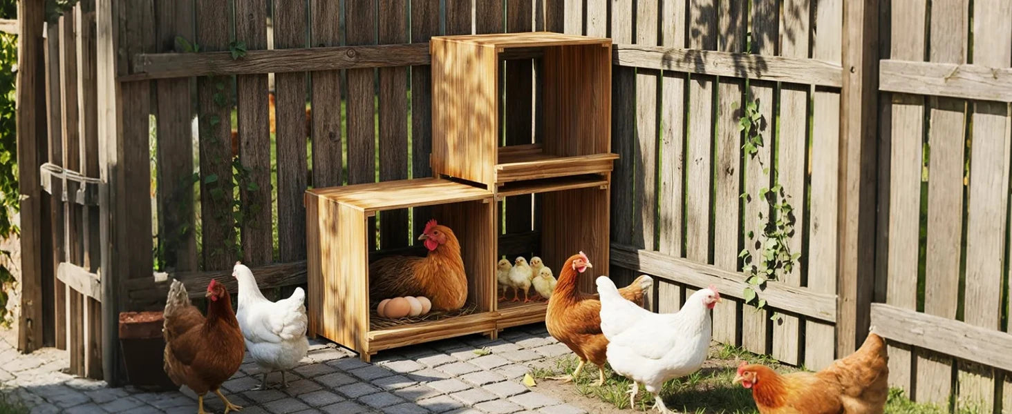 3-Compartment Pine Wood Chicken Nesting Box