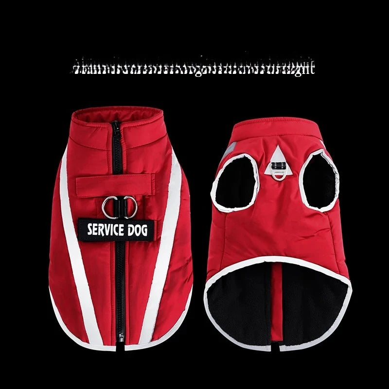 Warm Fleece Service Dog Vest, Waterproof Winter Pet Clothing